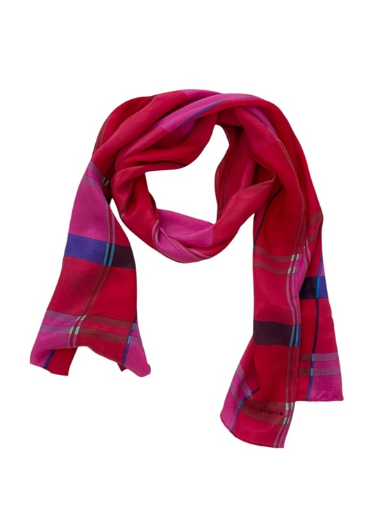 Liz Claiborne Accessories - Vintage Liz Claiborne Bright Pink Plaid Women's Silk Scarf